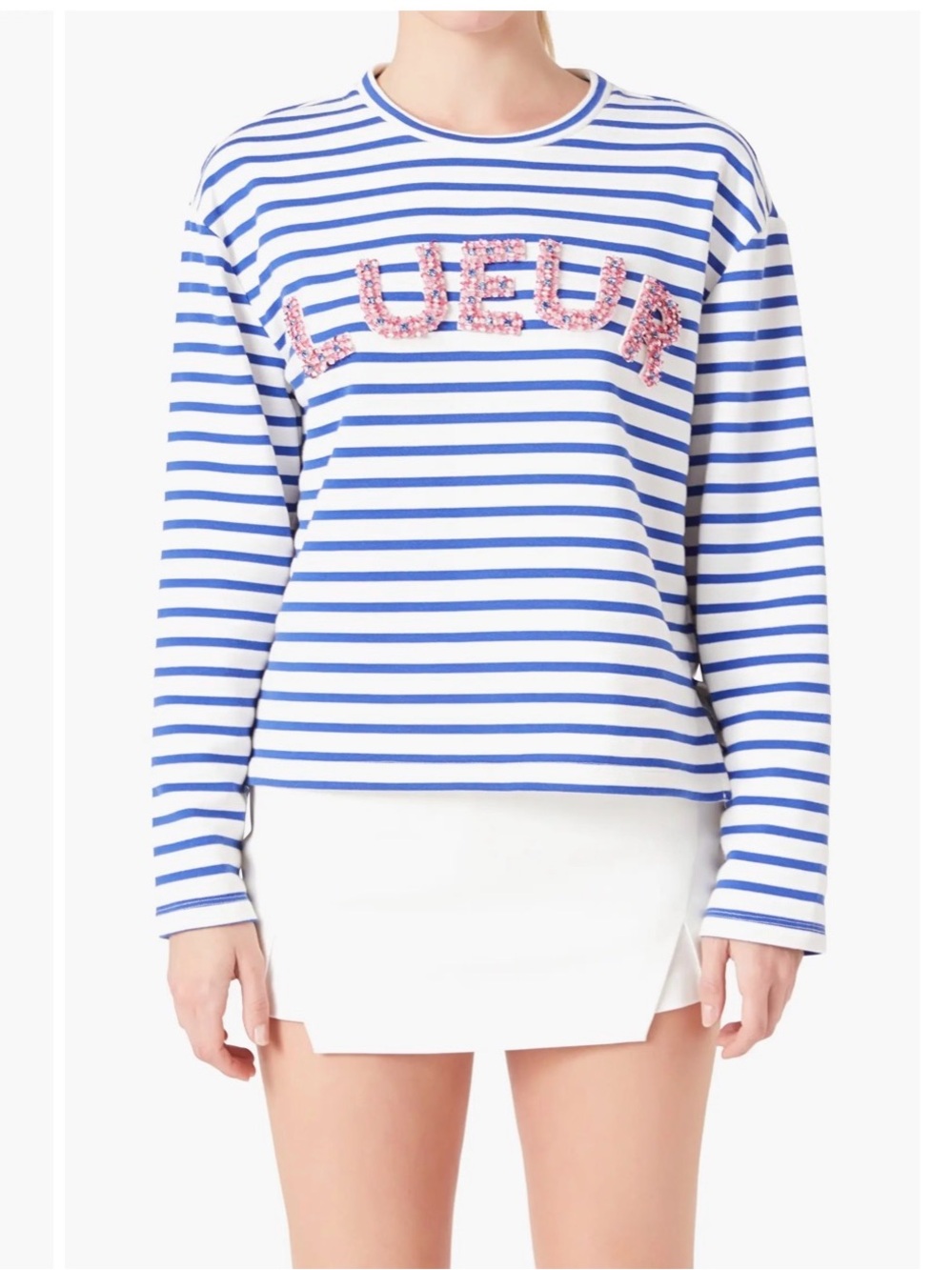 Endless rose Lueur Stripe Long Sleeve Knit Top size S
